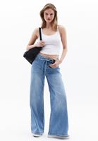 Women Blue Mid Rise Wide Leg Denim Pants