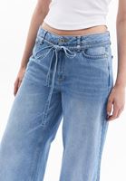 Women Blue Mid Rise Wide Leg Denim Pants