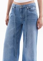 Women Blue Mid Rise Wide Leg Denim Pants