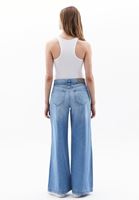 Women Blue Mid Rise Wide Leg Denim Pants