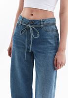 Women Blue Mid Rise Wide Leg Denim Pants