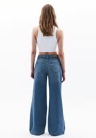 Women Blue Mid Rise Wide Leg Denim Pants