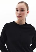 Women Black Cashmere Blended Crew Neck Sweater