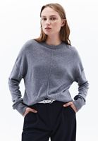 Women Grey Cashmere Blended Crew Neck Sweater