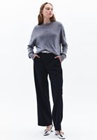 Women Grey Cashmere Blended Crew Neck Sweater