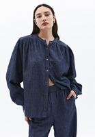 Bayan Mavi Oversize Denim Gömlek