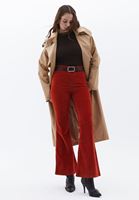 Women Orange Ultra High Rise Flared Pants