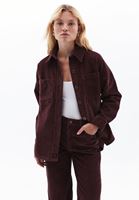 Women Bordeaux Oversize Corded Shirt