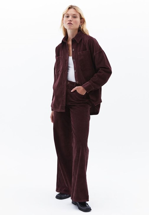 Kadife Oversize Gömlek ve Pantolon Kombini