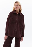 Women Bordeaux Oversize Corded Shirt