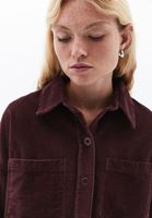 Women Bordeaux Oversize Corded Shirt
