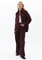 Women Bordeaux High Rise Wide Leg Corded Pants