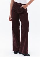 Women Bordeaux High Rise Wide Leg Corded Pants