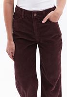 Women Bordeaux High Rise Wide Leg Corded Pants