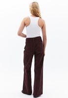 Women Bordeaux High Rise Wide Leg Corded Pants