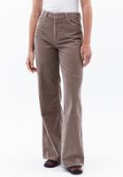 Women Brown High Rise Wide Leg Corded Pants