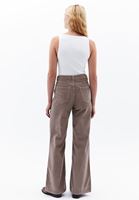 Women Brown High Rise Wide Leg Corded Pants