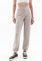 Women Beige High Rise Jogger Pants