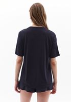 Women Navy Crew Neck Tshirt