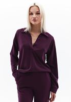 Women Purple Polo Neck Sweatshirt