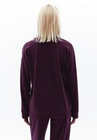 Women Purple Polo Neck Sweatshirt