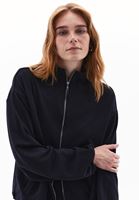 Women Black Sweatshirt with Zipper Detail