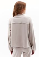 Women Beige Sweatshirt with Zipper Detail