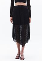 Women Black High Rise Asymmetrical Cut Skirt