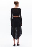 Women Black High Rise Asymmetrical Cut Skirt