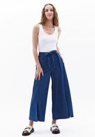 Women Blue High Rise Pants with Tie-up Detail