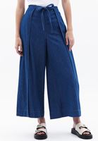 Women Blue High Rise Pants with Tie-up Detail