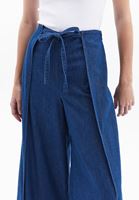 Women Blue High Rise Pants with Tie-up Detail