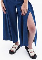 Women Blue High Rise Pants with Tie-up Detail