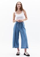 Women Blue High Rise Pants with Tie-up Detail