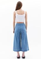 Women Blue High Rise Pants with Tie-up Detail