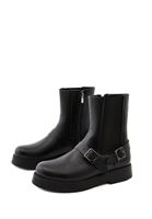 Women Black Boots with Buckle Detail