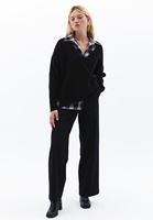 Women Black Oversize Plaid Shirt