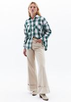 Women Green Oversize Plaid Shirt