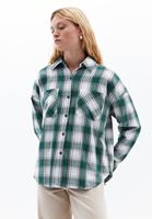 Women Green Oversize Plaid Shirt