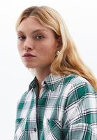 Women Green Oversize Plaid Shirt