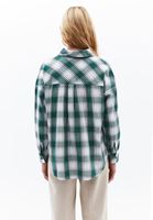 Women Green Oversize Plaid Shirt