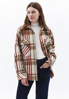 Women Brown Oversize Plaid Shirt