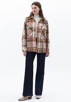 Women Brown Oversize Plaid Shirt