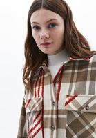 Women Brown Oversize Plaid Shirt