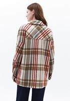 Women Brown Oversize Plaid Shirt