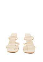 Women Beige Heeled Mules with Strap Detail