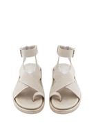 Women Beige Sandals with Buckle Detail