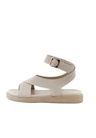 Women Beige Sandals with Buckle Detail