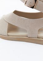 Women Beige Sandals with Buckle Detail