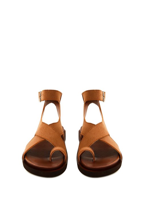Brown Sandals with Buckle Detail Online Shopping | OXXOSHOP